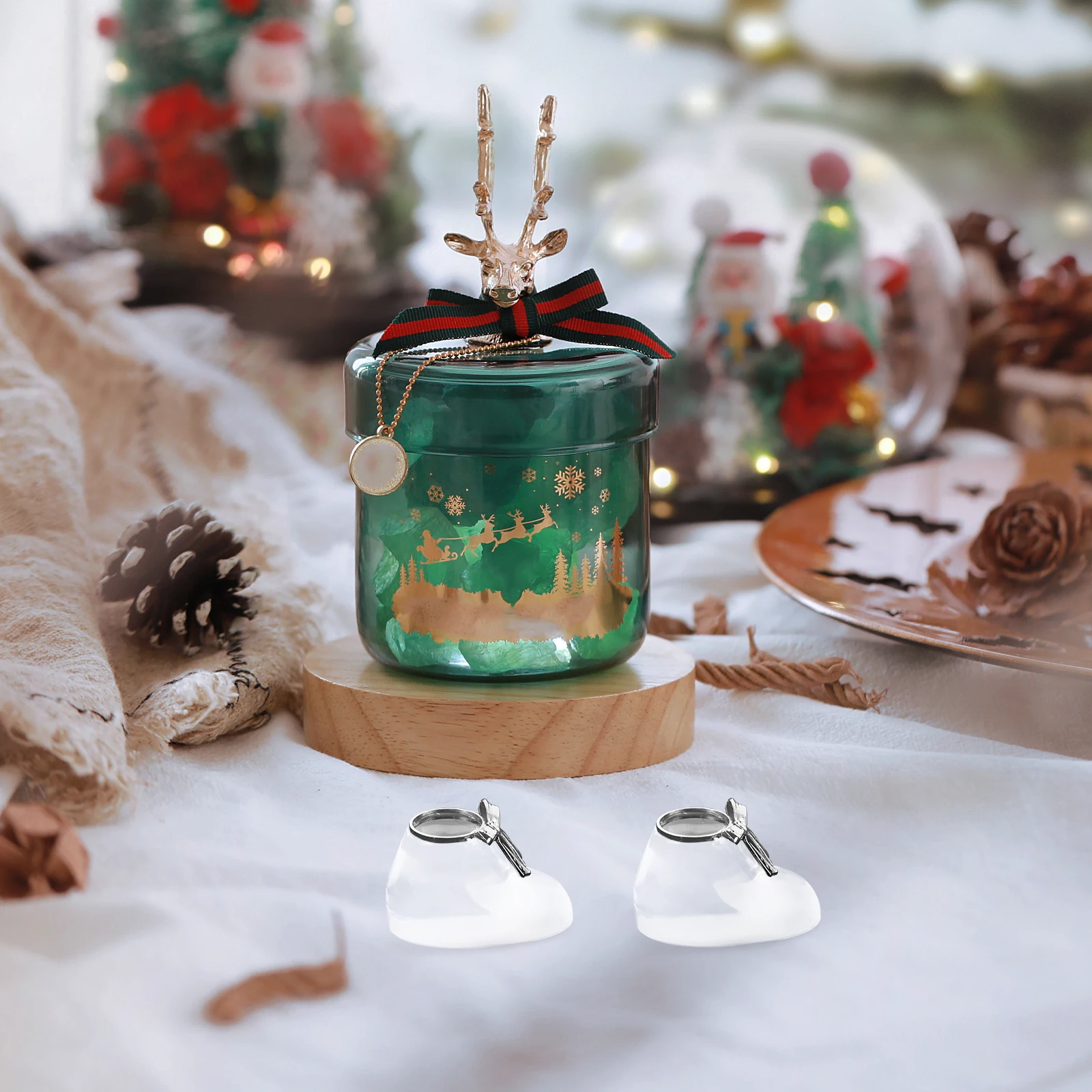 

2Pcs Crystal Baby Shoe Ornament Transparent Mini Shoe Decor Baby First Christmas Keepsake Shower Party Decoration