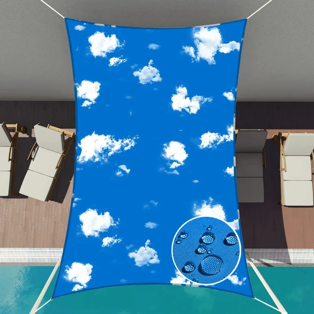 

Paradise 10' x 10' Sun Shade Sail Waterproof Sky Blue Rectangle Shade Canopy UV Block Tarp Cloth Outdoor Cover for Garden Back