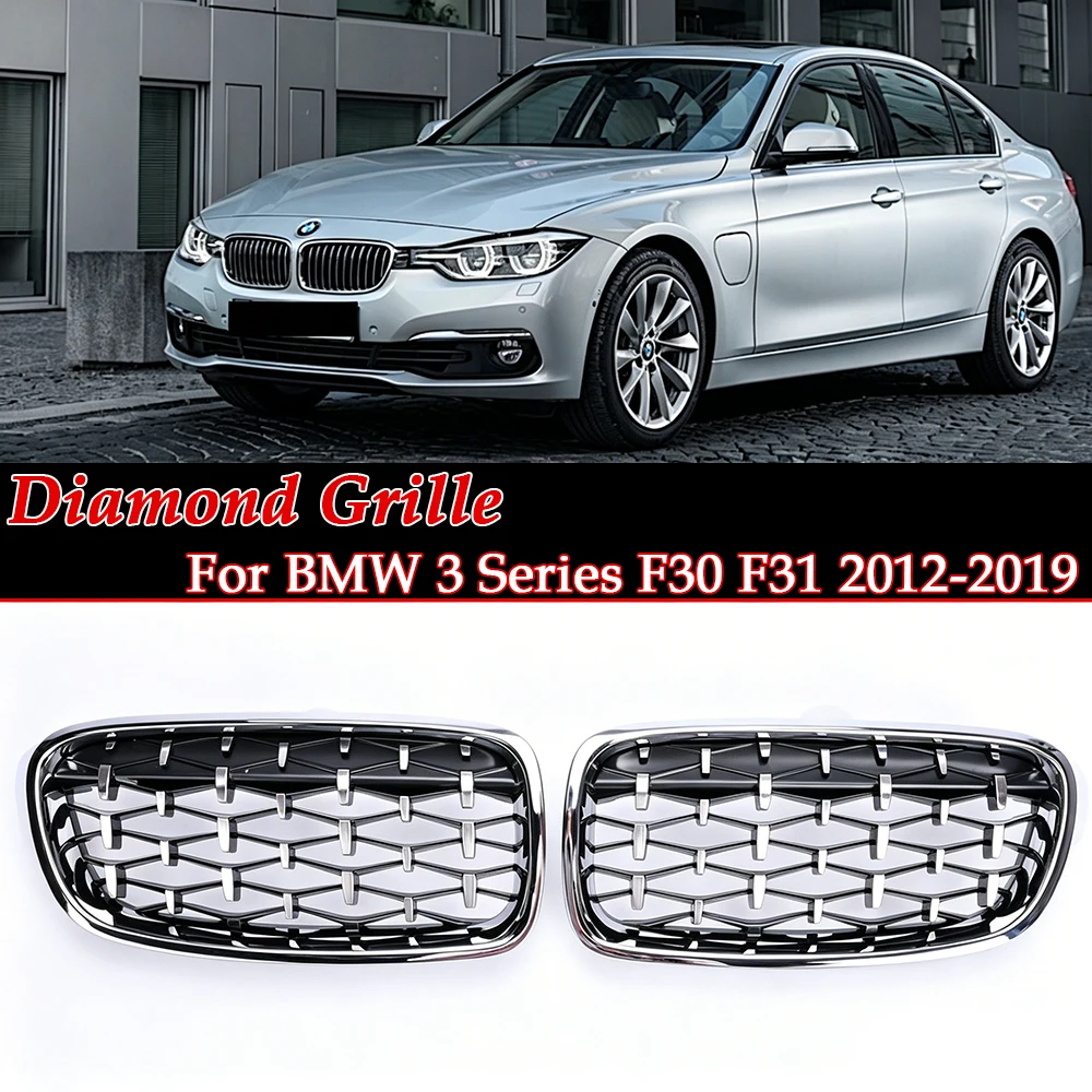 For BMW 3 Series F30 Kidney Grille 2012-2019 Diamond All High Grade Chrome Gloss Black Painting Grill 316 320 328i 330i 335i