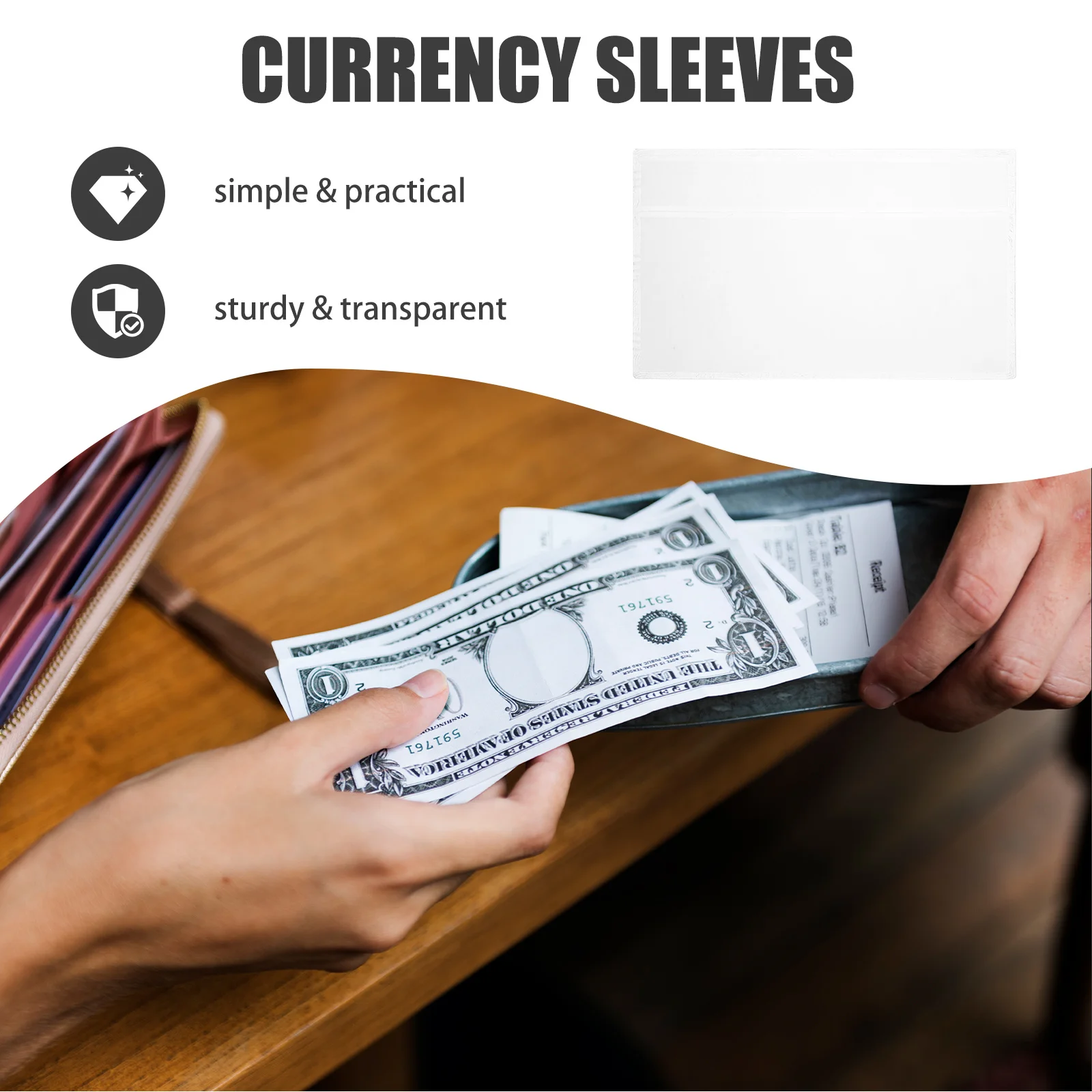5 قطع من حوامل العملات الصلبة، أكمام فاتورة بلاستيكية شفافة لهواة الجمع وعرض أكمام العملات، أصحاب فاتورة صلبة شفافة #2