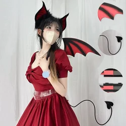 New Handmade Simulation Plush Furry Bat Ears Devil Sweetheart Halloween Bat Cosplay Pros Night Party Animals Hair Band Bat Wing