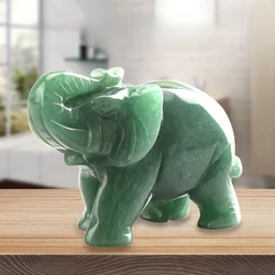Natural Stone Carved Small Elephant Statue Real Quartz Agates Green Aventurine Opal Healing Crystals Lucky Animal Ornament Gifts