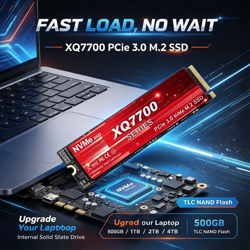 XQ7700 SSD NVMe M.2 PCIe4.0 Original 1TB 2TB 4TB SSD Interno para Jogos PS5 Unidade de Estado Sólido M2 2280 SSD para Criadores de Conteúdo