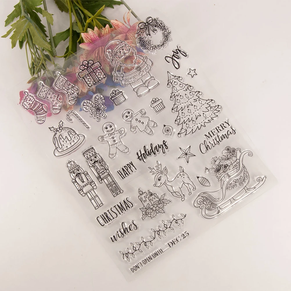 

2 Pcs Silicone Stamp Transparent Diary Scrapbooking Greeting Card DIY Christmas Silica Gel Photo Album