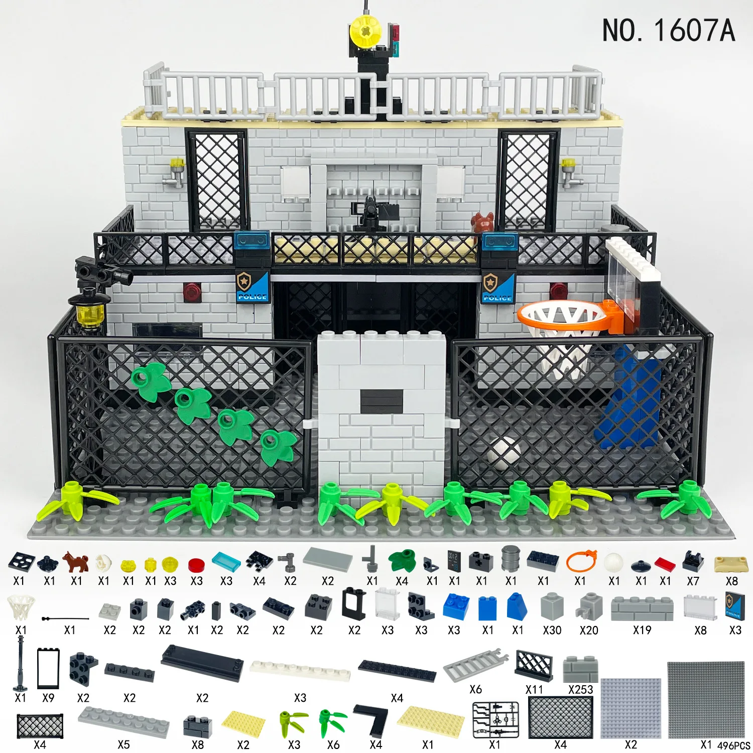 MOC WW2-Building Block Brinquedos para Crianças, Sentry Tower, Building Block Acessórios, Basketball Court Modelo Tijolo, Fit para Presentes