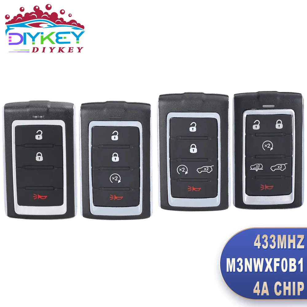 

DIYKEY Smart Key Remote Fob FCC ID: M3NWXF0B1 For Jeep Wagoneer Grand Cherokee L 2021 2022 2023 4A Chip 433MHz 3/4/5/6 Buttons