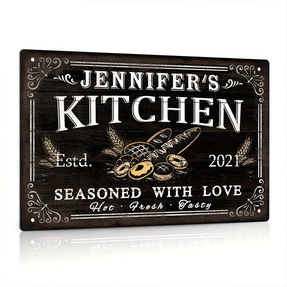 [Personalized Kitchen Sign] Customized] Putuo Decor Personalized Funny Kitchen Sign, Custom Name, 12X8 Inches Metal Sign