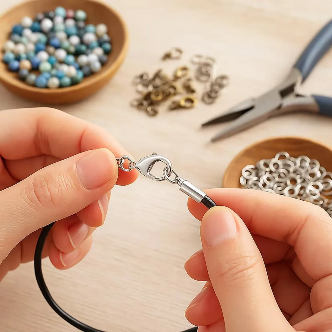 10er-Set/Lot Edelstahl-Endkappen mit Karabinerverschluss, 3/4/5/6 mm, Kordelendverschlüsse für Armbänder, Halsketten, DIY-Zubehör – Detail 8