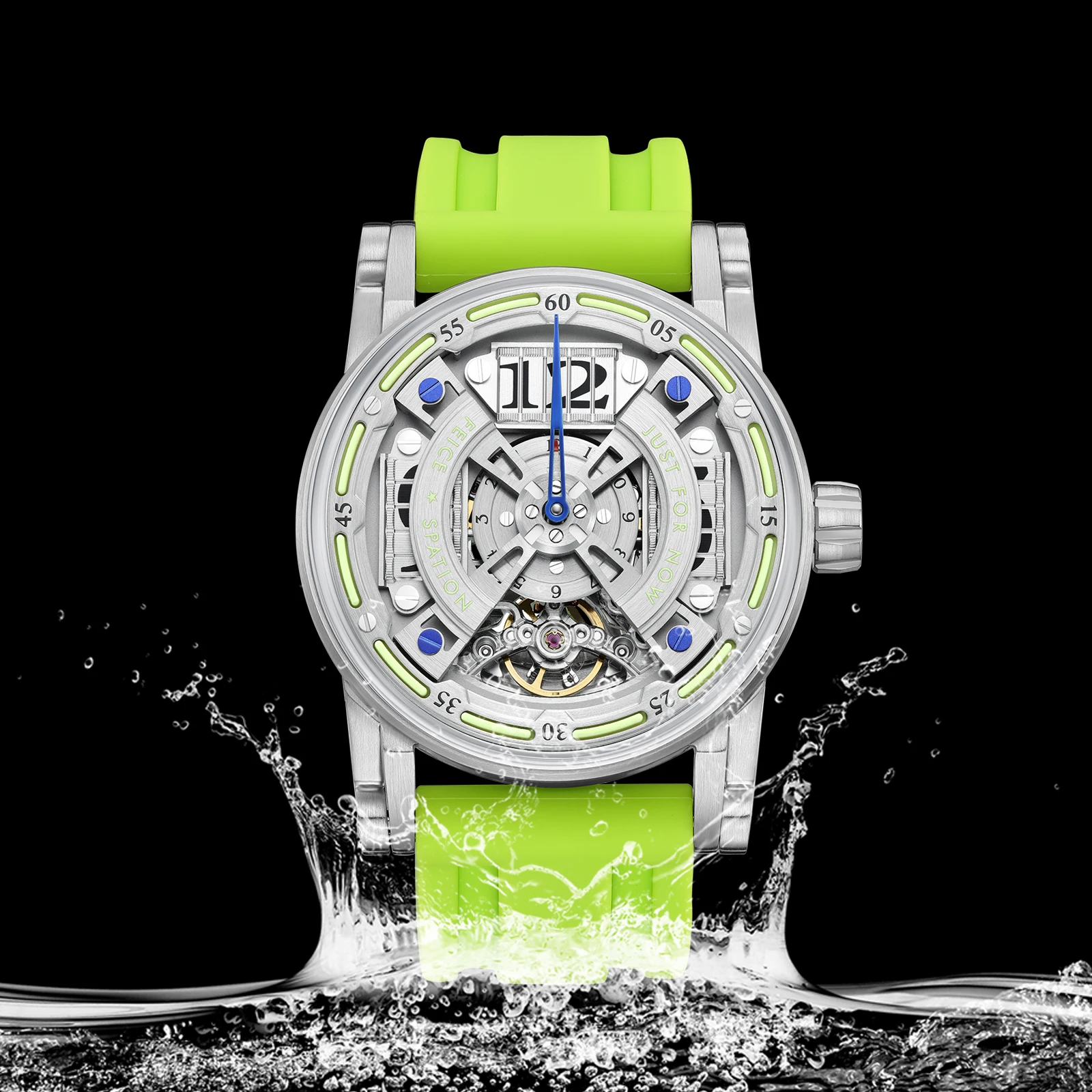 FEICE FM501 Automatic Mechanical Watch Skeleton Stainless 50M Waterproof Mens Wristwatch Luminous Clock Watches No Battery Silic