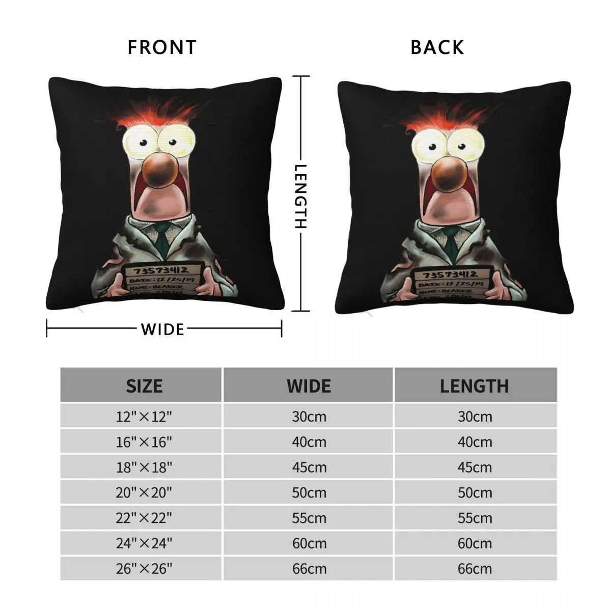 Beaker Muppets Square Pillowcase Pillow Cover Polyester Cushion Decor Comfort Throw Pillow for Home Bedroom