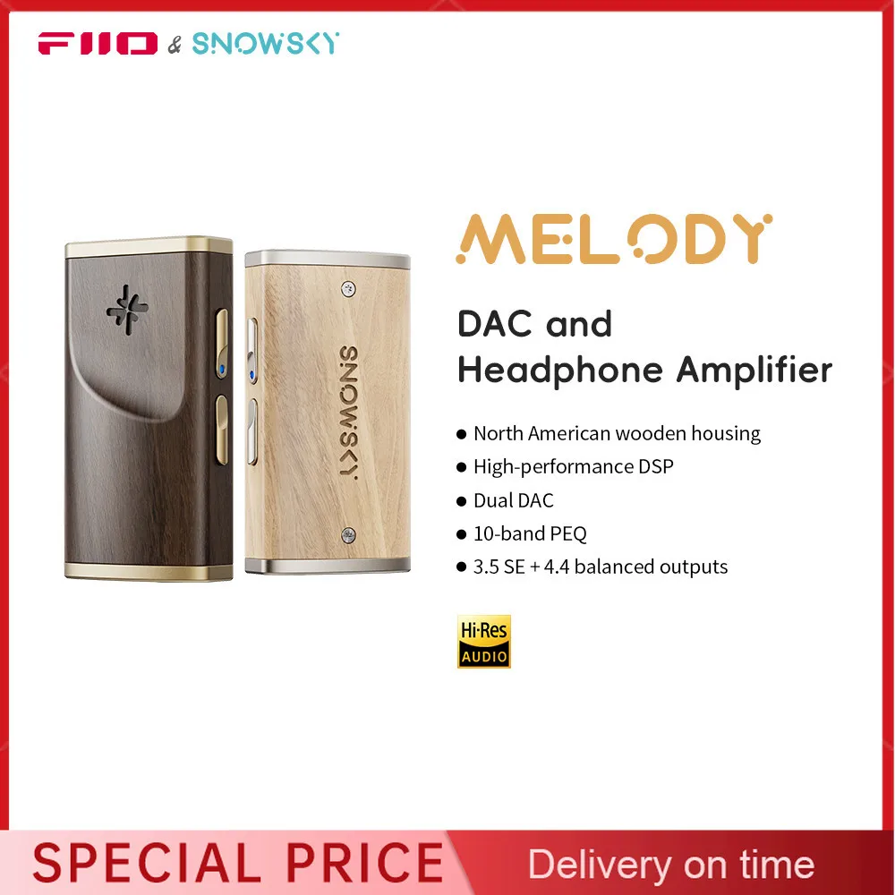 FiiO Snowsky Melody Headphone Amplifier Portable DAC with 4.4mm and 3.5mm Headphones DSD256 10-Band PEQ