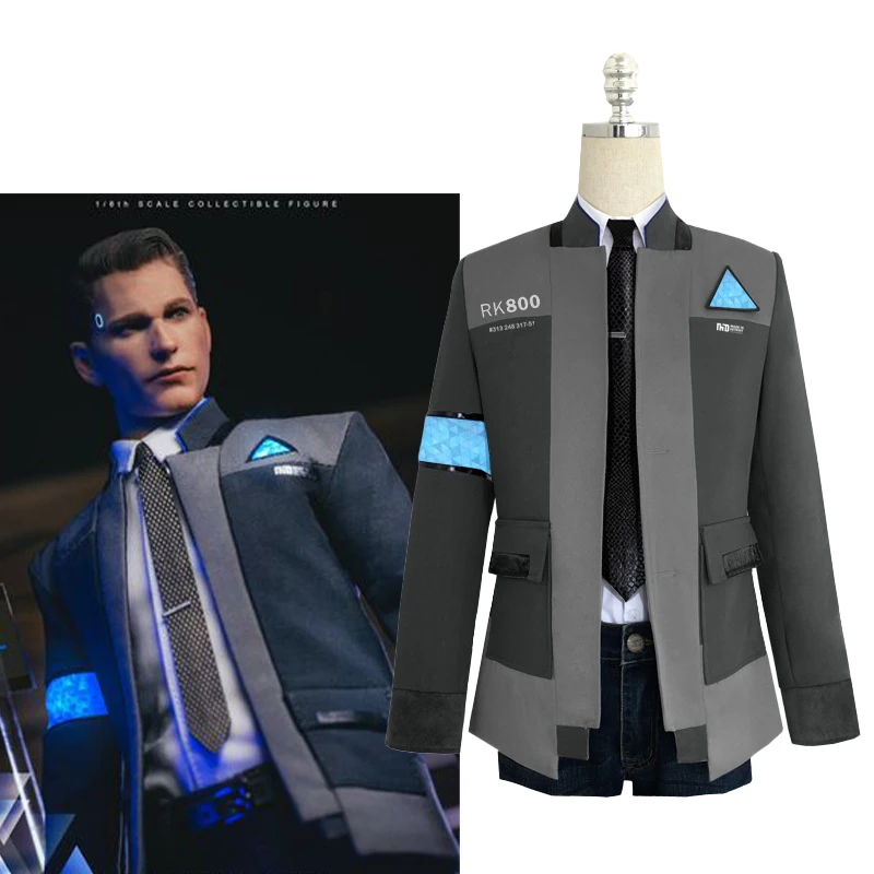 Spiel Detroit Become Human Cosplay Kostüm Connor Cosplay Uniform Männer Jacke Weißes Hemd Krawatte RK800 Mantel Kostüm Full Set Rollenspiel