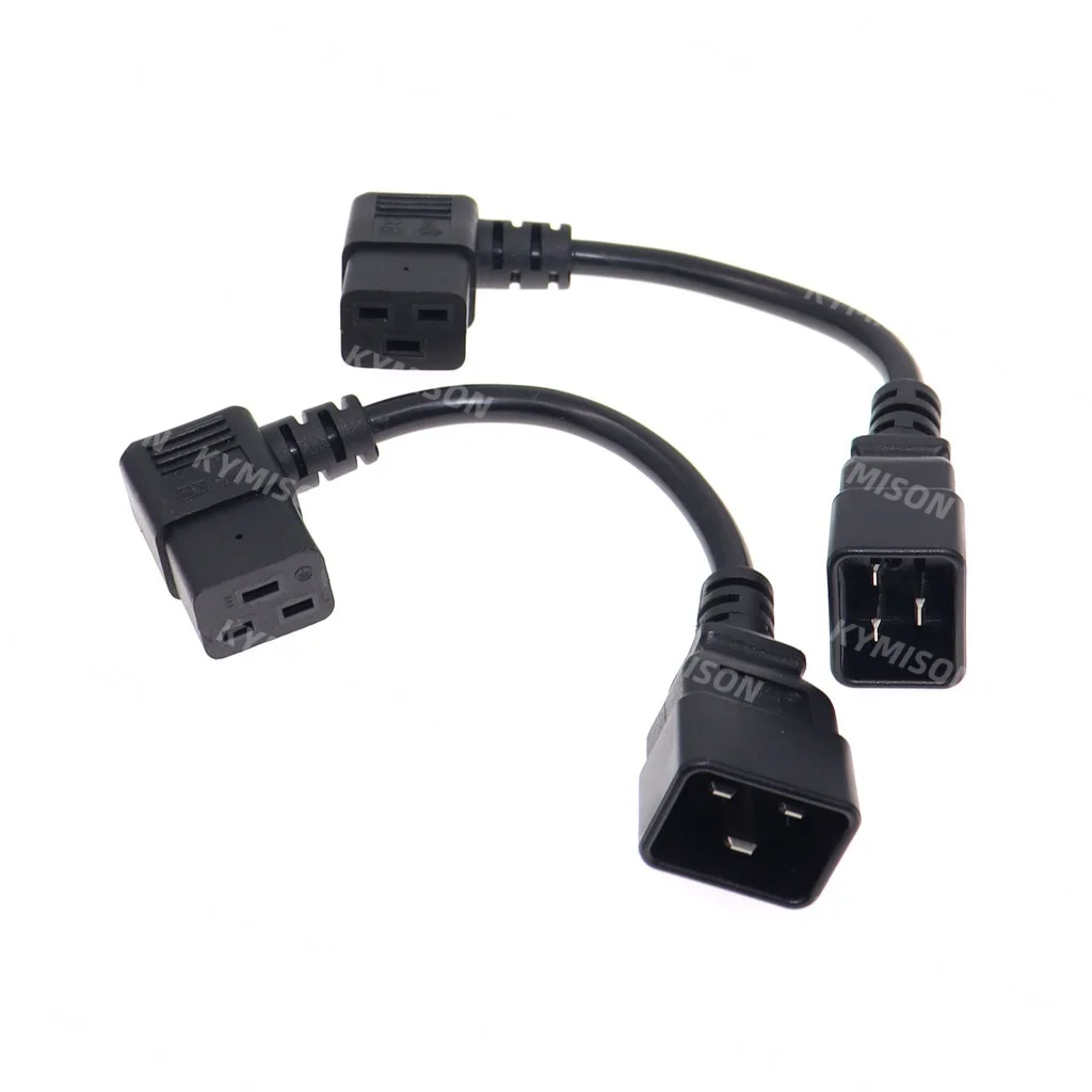 IEC320 C20 to Right Angle C19 Power Cable Cord for Server/PDU 16A Heavy-Duty Computer Power Cord L-shaped