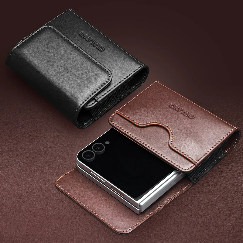 

Чехол Qialino из натуральной кожи для Samsung Galaxy Z Flip 7 Flip7 FE, деловой зажим для ремня на талии, магнитный чехол-книжка с откидной крышкой для карт