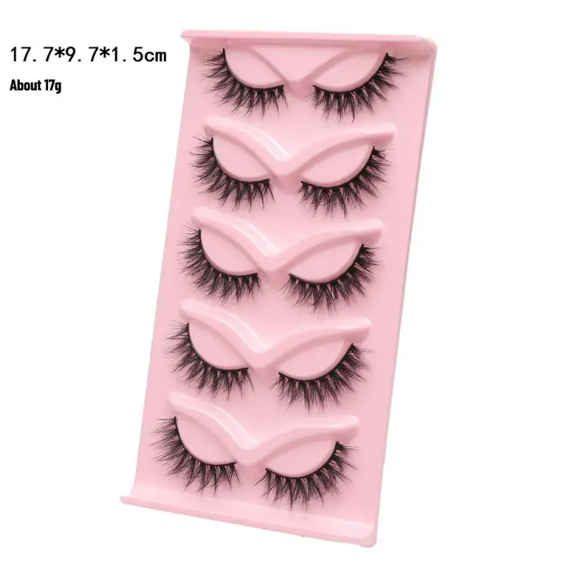 5 Pairs Cat Eye Lashes Faux Mink Eyelashes Natural long Manga Lashes Winged End Eye Elongated Eyelashes Fake Lashes Makeup