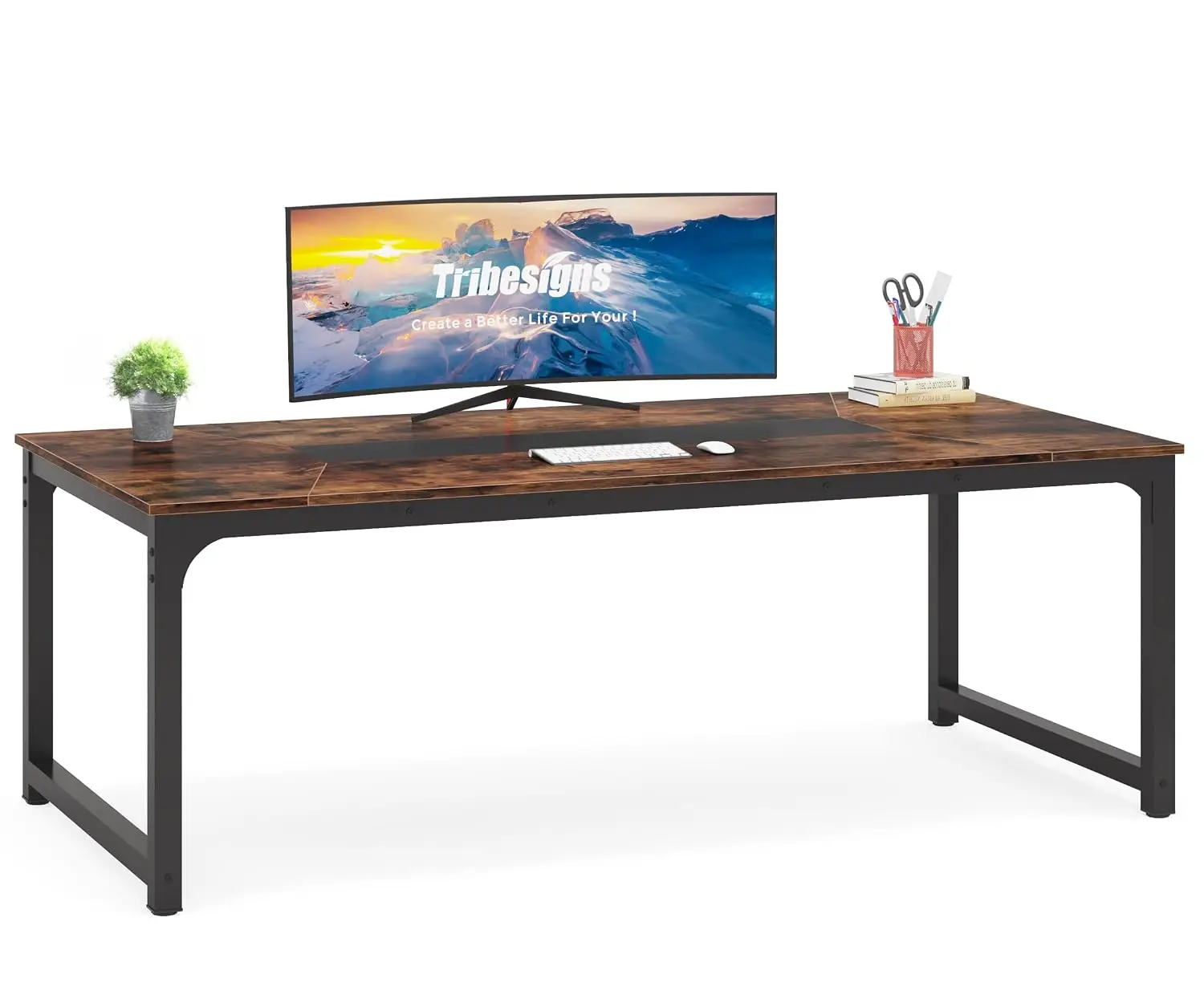 Modern Computer Desk 78.7x39.4 Inch Executive Office Table Study Writing Workstation Home Office Rustic Black, Customized