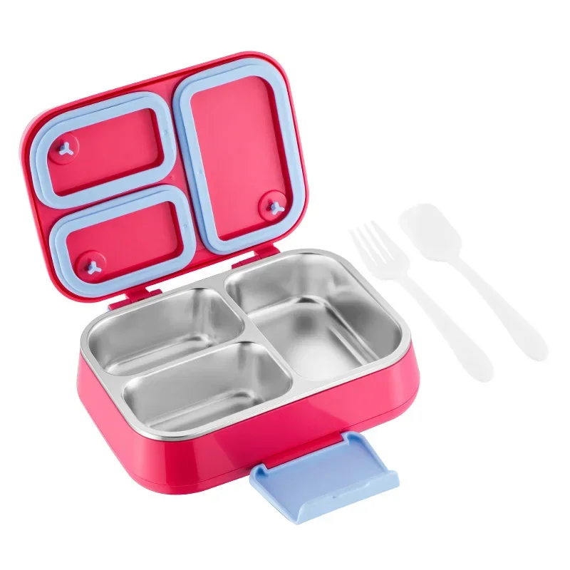 Fiambrera aislada de acero inoxidable 304, caja de comida sellada con 3 rejillas para estudiantes, contenedor de conservación de alimentos a prueba de niños para adultos