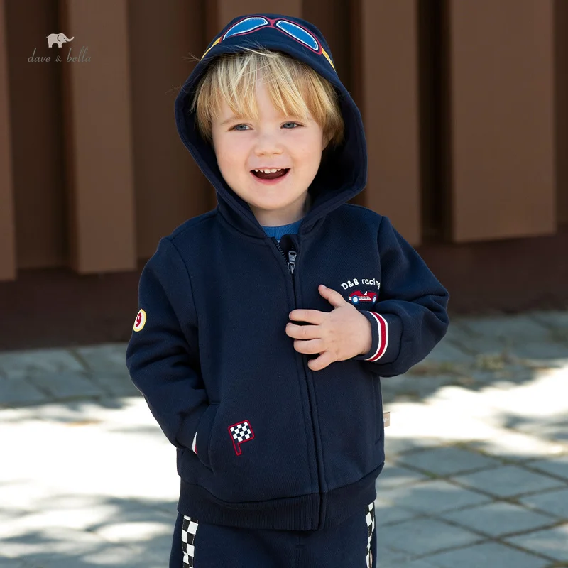 Dave Bella Boys Long Sleeve Set Autumn Winter Navy Blue Hoodie Sweatshirt &Trousers Suit For Outdoor Sporty Set DB3242132