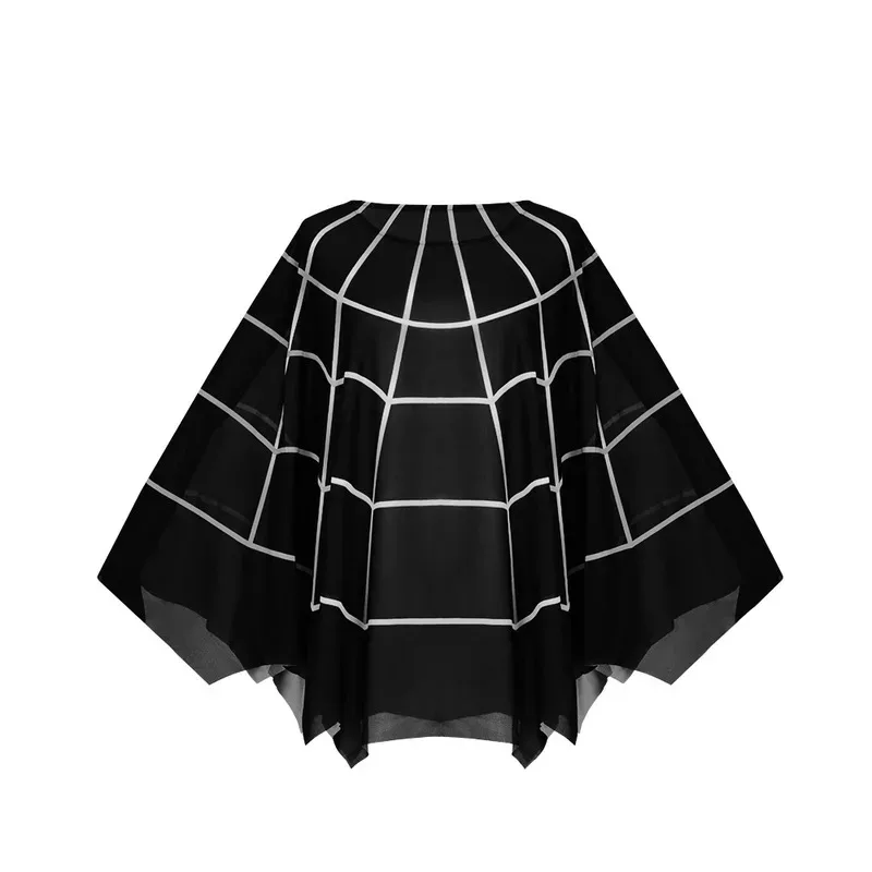 عباءة نسائية مطبوعة ثلاثية الأبعاد للجنسين موضة سوداء كوسبلاي شبكة جانبية معطف كيب عباءة تنكرية زي الهالوين كرنفال الزي
