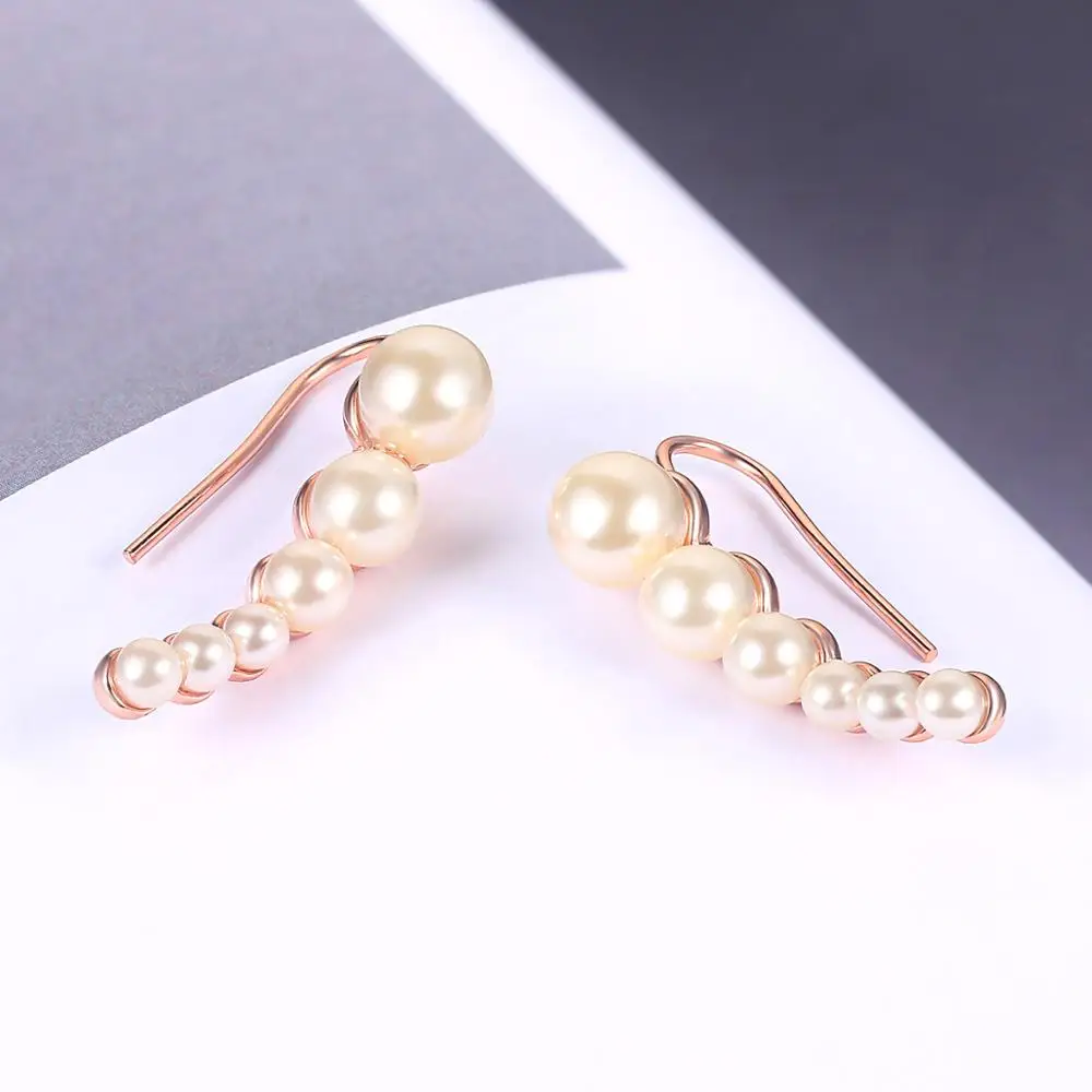 Imitation Pearl Climbing Ear Clip Earings for Women Elegant Korean Ear Accessories for Female Fashion Jewelry Wholesale E499