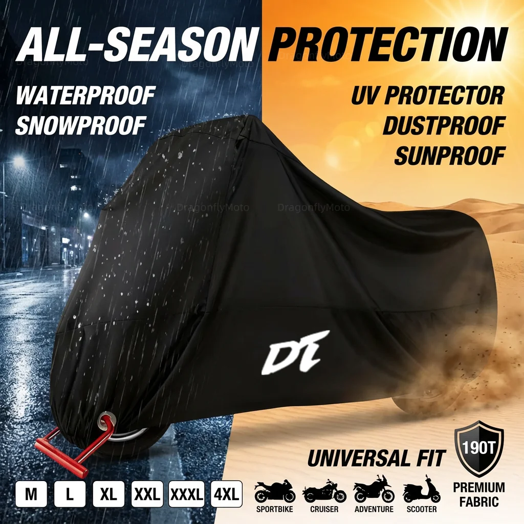 

Водонепроницаемые чехлы для мотоциклов YAMAHA DT230 DT250 DT175 DT200 DT125 DT125R 190T, защита от пыли, дождя, снега и УФ-излучения