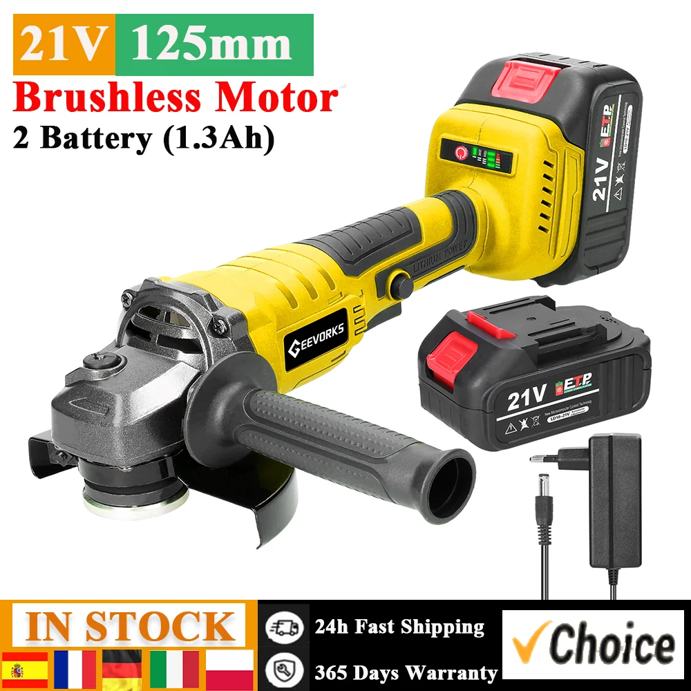 21V 125mm M14 Angle Grinder Brushless Motor Electric Grinding Tool Lithium Cutting Machine Utility Power Tool for Cutting