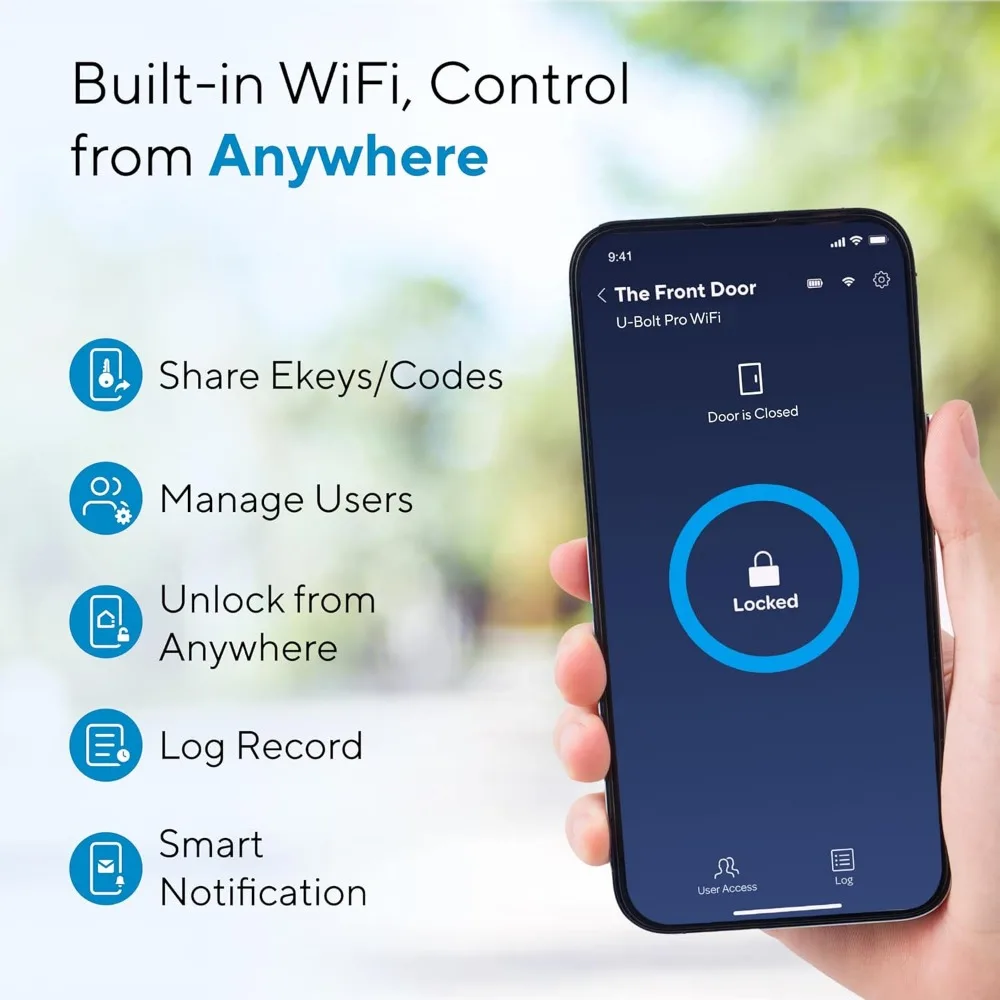 U-Bolt Pro WiFi Smart Lock with Door Sensor, 8-in-1 Keyless Entry Door Lock with Built-in WiFi,Fingerprint ID,App Remote Control