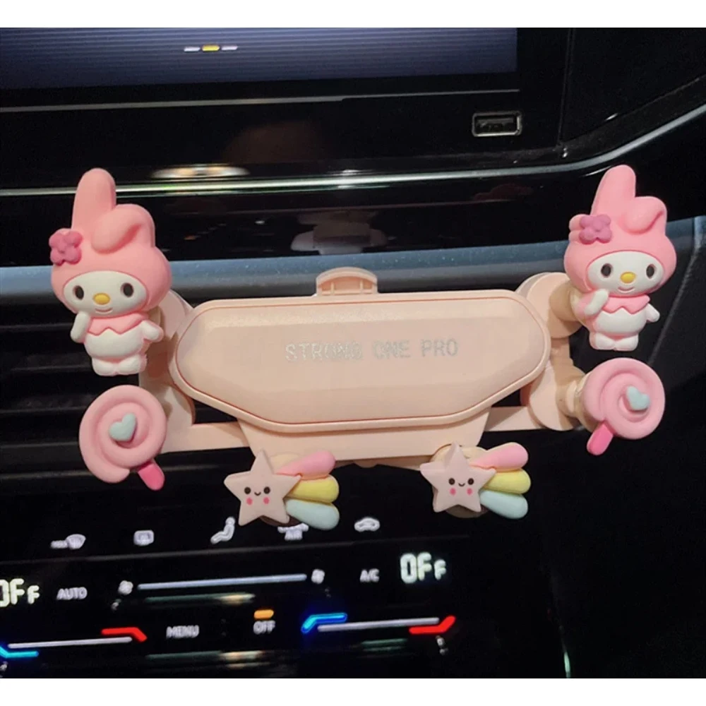 

Sanrio Creative Cartoon My Melody Cinnamoroll Car Air Outlet Mobile Phone Holder Car Navigation Mobile Phone Anti-Shake Holder