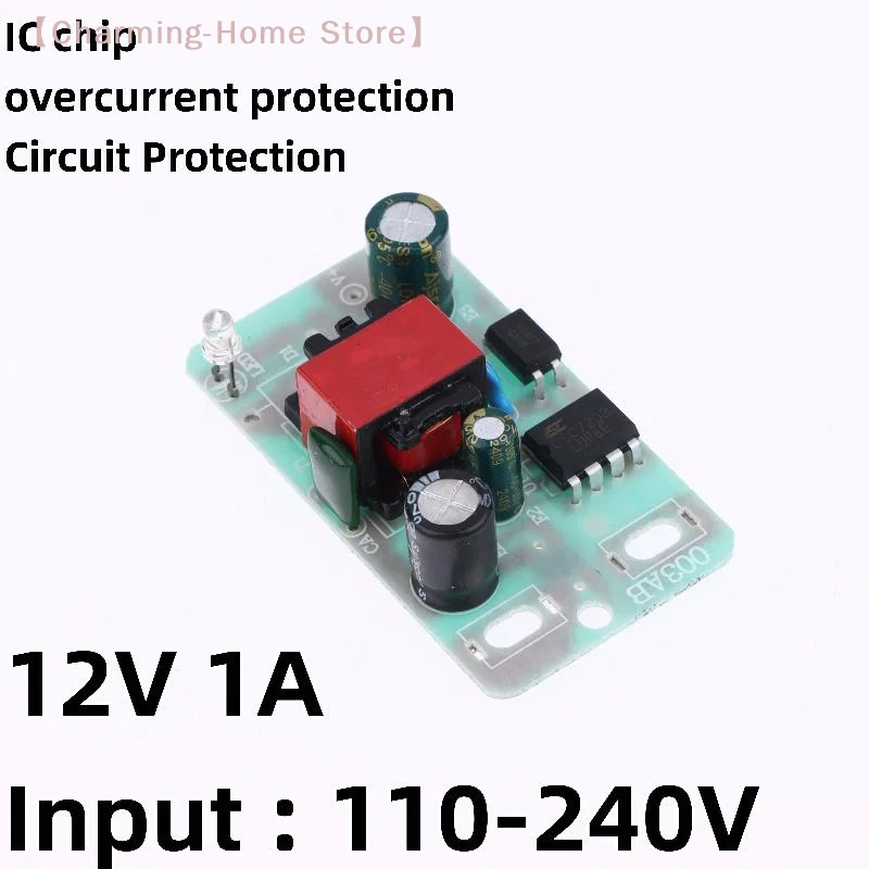 【M】12V 1A Switching Power Supply Module, AC 110V 220V to DC Converter Board with Short Circuit Protection for DIY Projects