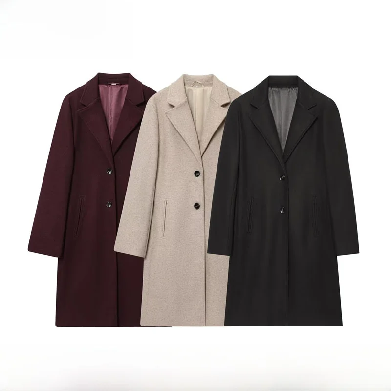 Spring Summer New Arrival Women's Fashion Soft Shoulder Padded Coat Versatile Outerwear Polyester Fiber Long Sleeve Mid-Length