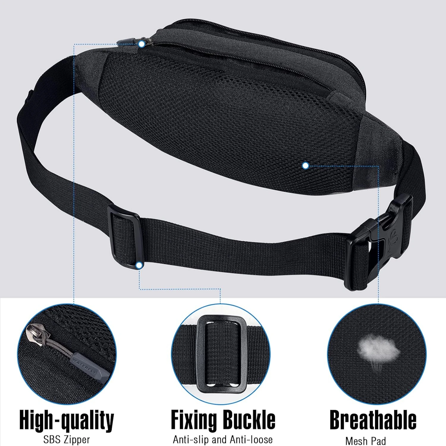 Slim Waist Bag for Men and Women - Lightweight and Stylish Fanny Pack - Sporty Belt Bag for Jogging and Hiking