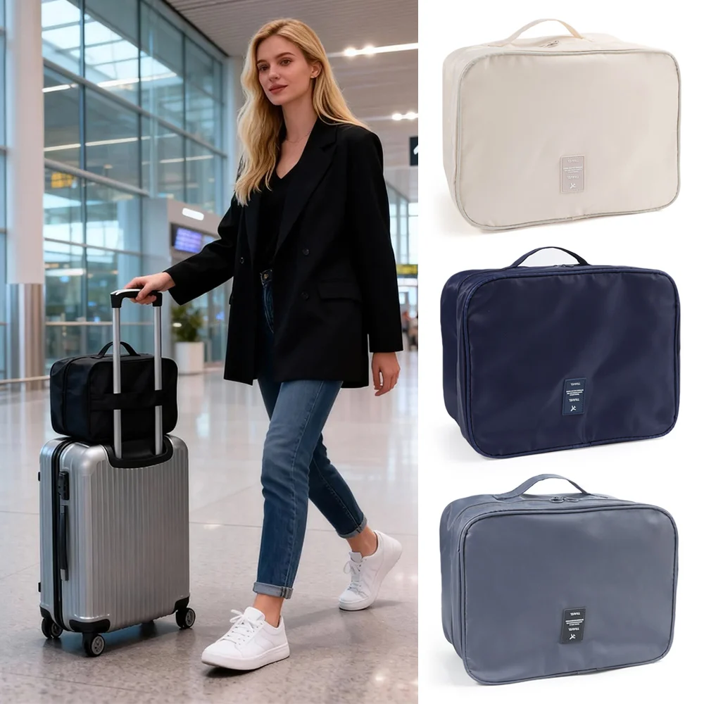 Upgraded Multi-layer Travel Shoe Bag Waterproof Zipper Sneakers Storage Bag Sturdy Portable Storage Box Store 4 Pairs of Shoes