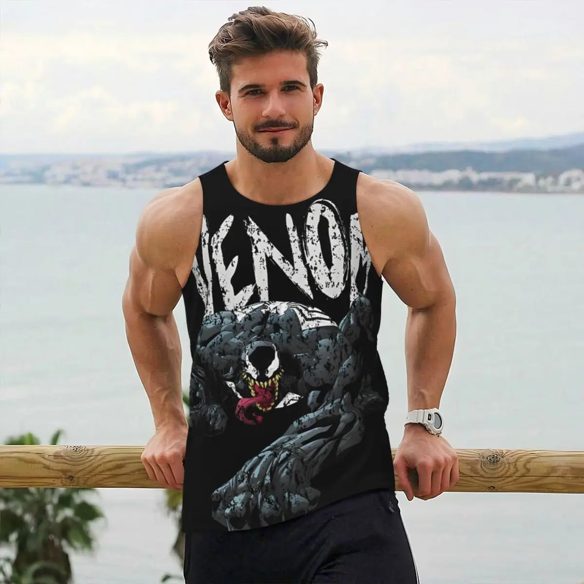 Venom Eddie Brock Compression Tank Top Men Gym Sleeveless Undershirt Print Sportswear Male Bodybuilding Fitness Workout Vest