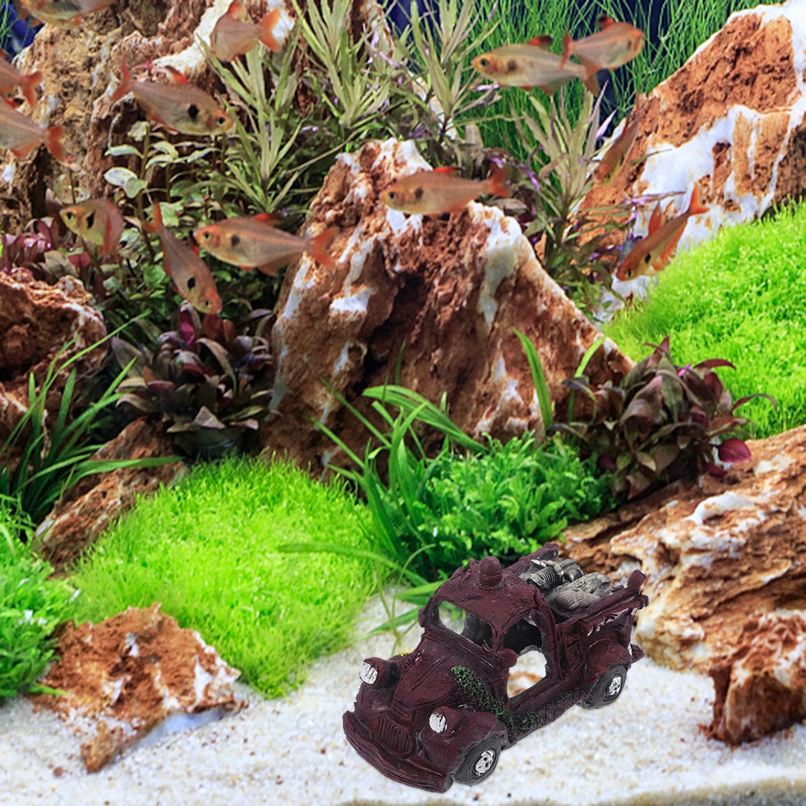 

Tall Aquarium Decor Resin Car Ornament for Fish Tank Cave Betta Tank Decorations Aquatic Hiding Shelter Landscape Feature