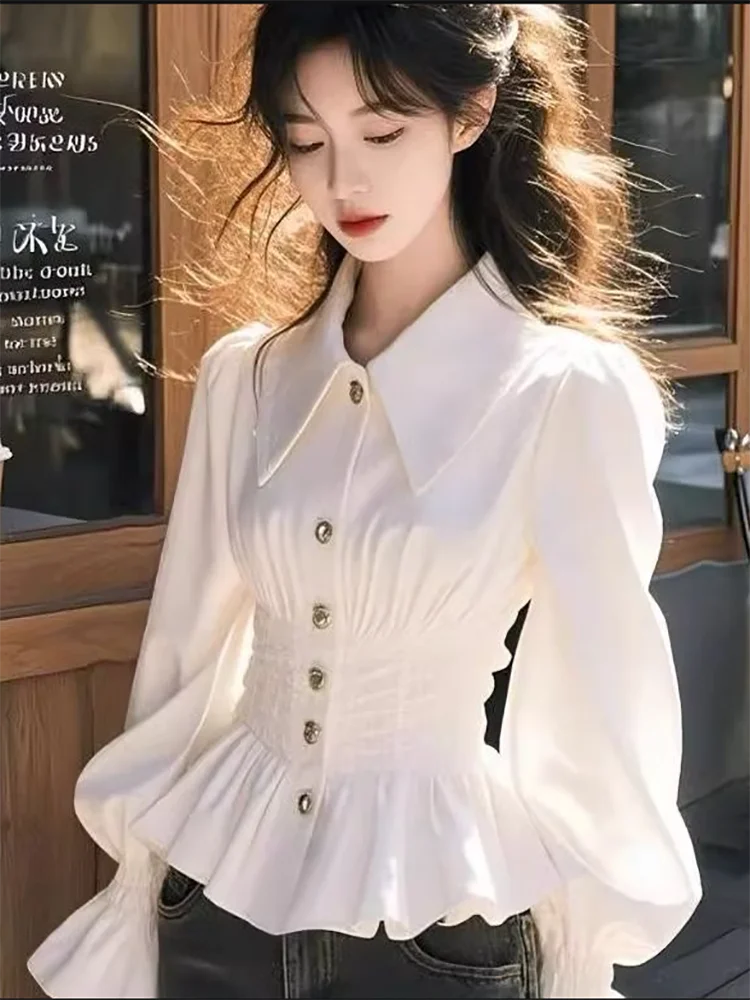 

Sweet And Gentle Style High-End Long Sleeve Shirt Women's 2025 Spring Autumn New French Waist Slim Fashion Chic Shirt Tops