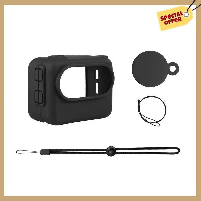 حافظة بطارية الكاميرا Shadowstone Insta360 Go3 مثبت الإبهام من السيليكون مع حافظة واقية بحبل متينة باللون الأسود