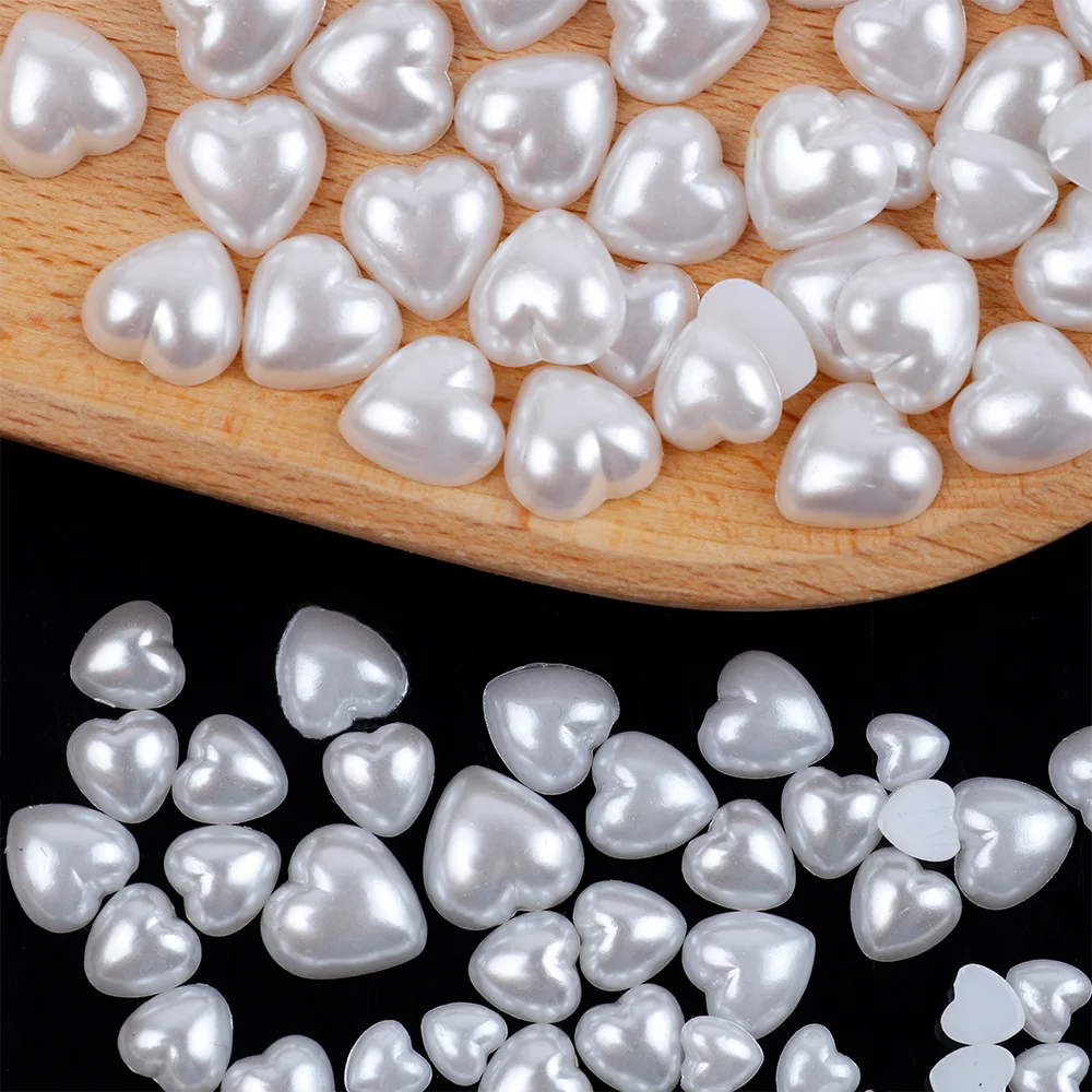 6/8/10/12mm  Heart  Flatback Beads Pearl Bead  For DIY Crafts Garment Bag Shoe Nail Art /Eyes  Decoration A0210