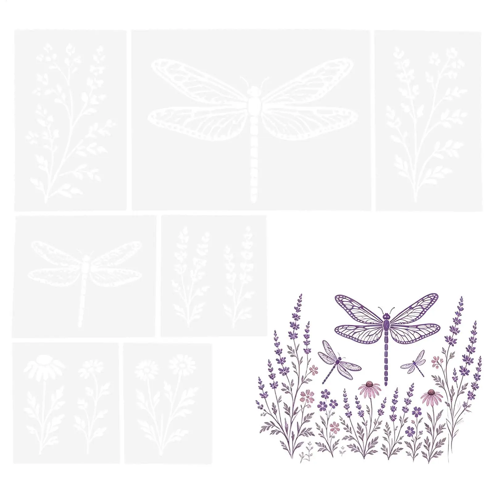 Flower Wall Stencil Reusable DIY Glass Vase Decor Templates Wall Drawing Templates For Artists Homeowners Renters Painters Home