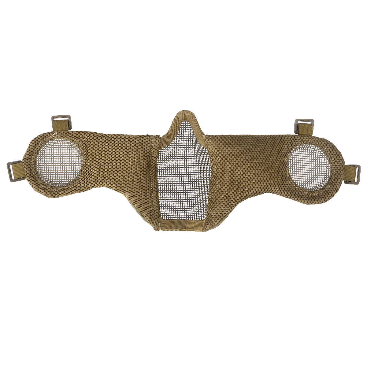 Máscara de media cara de malla de acero al carbono, equipo protector plegable de estilo militar para actividades al aire libre de caza CS, color negro