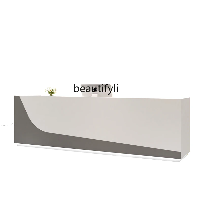 Company front desk reception desk simple modern commercial beauty salon store checkout page service desk paint customization