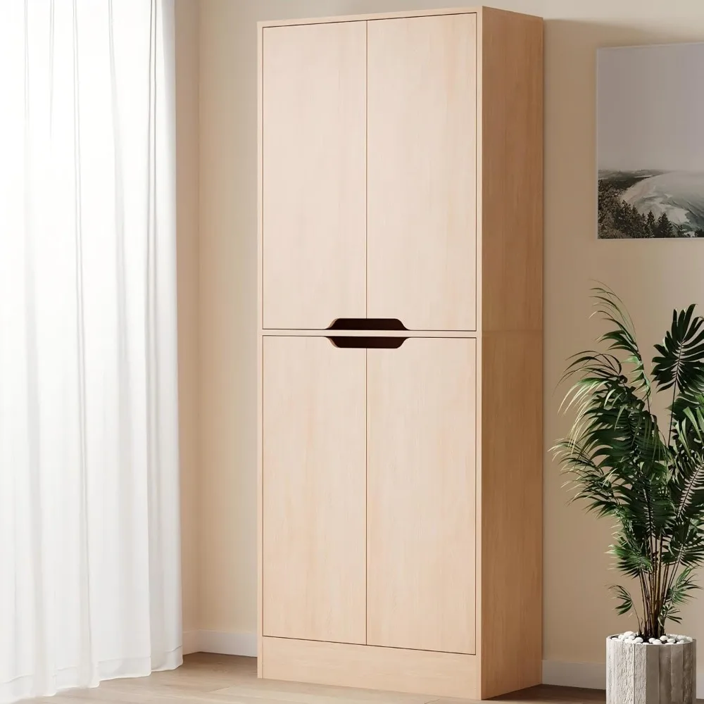 

71" Tall Freestanding Pantry Cabinet, 4 Doors Larder Cupboard with Adjustable Shelves, Kitchen Hutch for Kitchen & Dining Room,