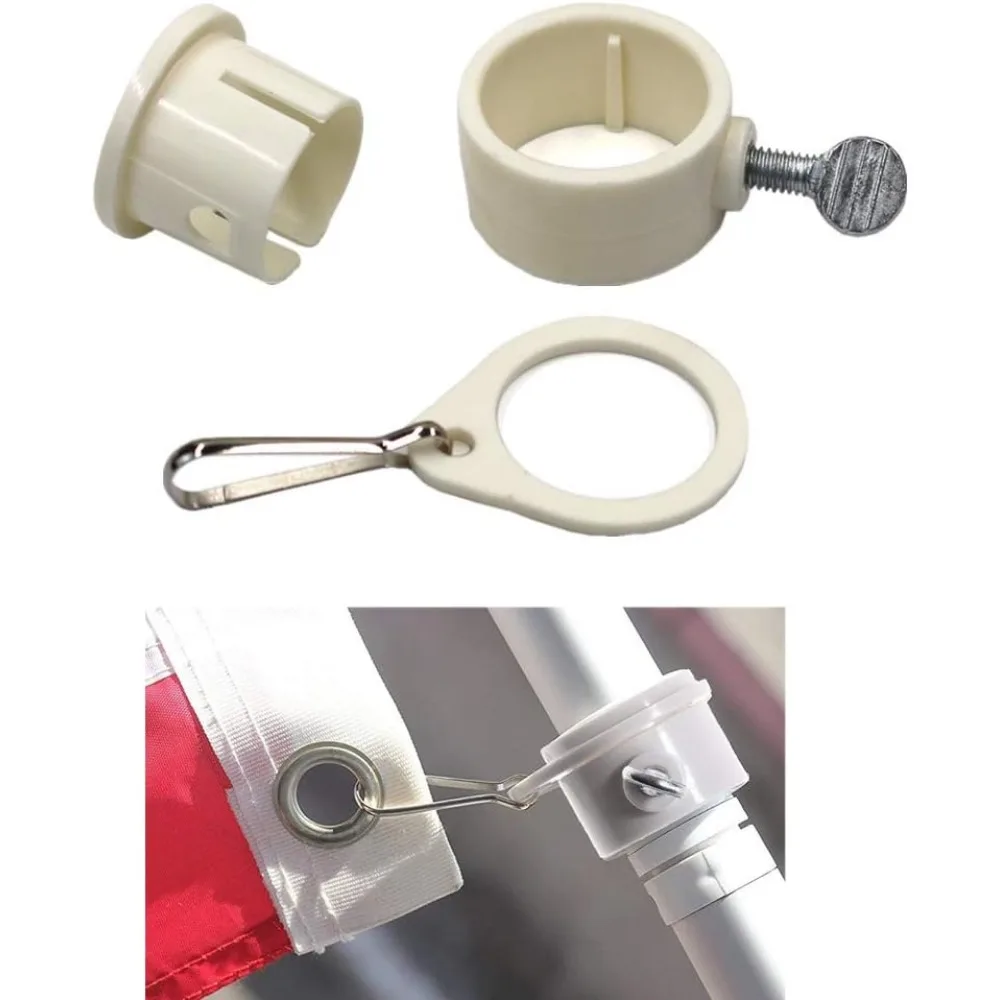 مشبك حلقة تثبيت على عمود العلم خالٍ من التشابك - حلقات تثبيت على أقطاب الفلابول الدوارة مع مشابك معدنية قابلة للتعديل بزاوية 360 درجة