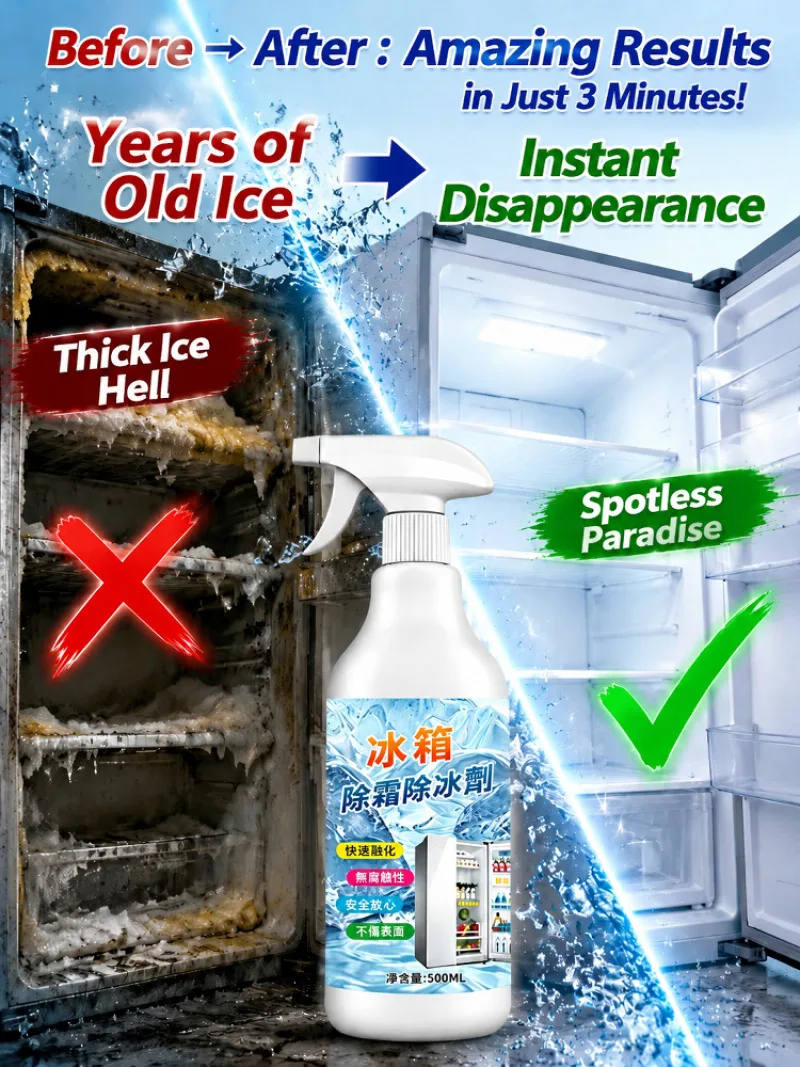 High Efficiency Defrost Deice Spray Keeps Fridge Fresh Odor Free Quick Easy Refrigerator Cleaner Freezer Defroster for Home