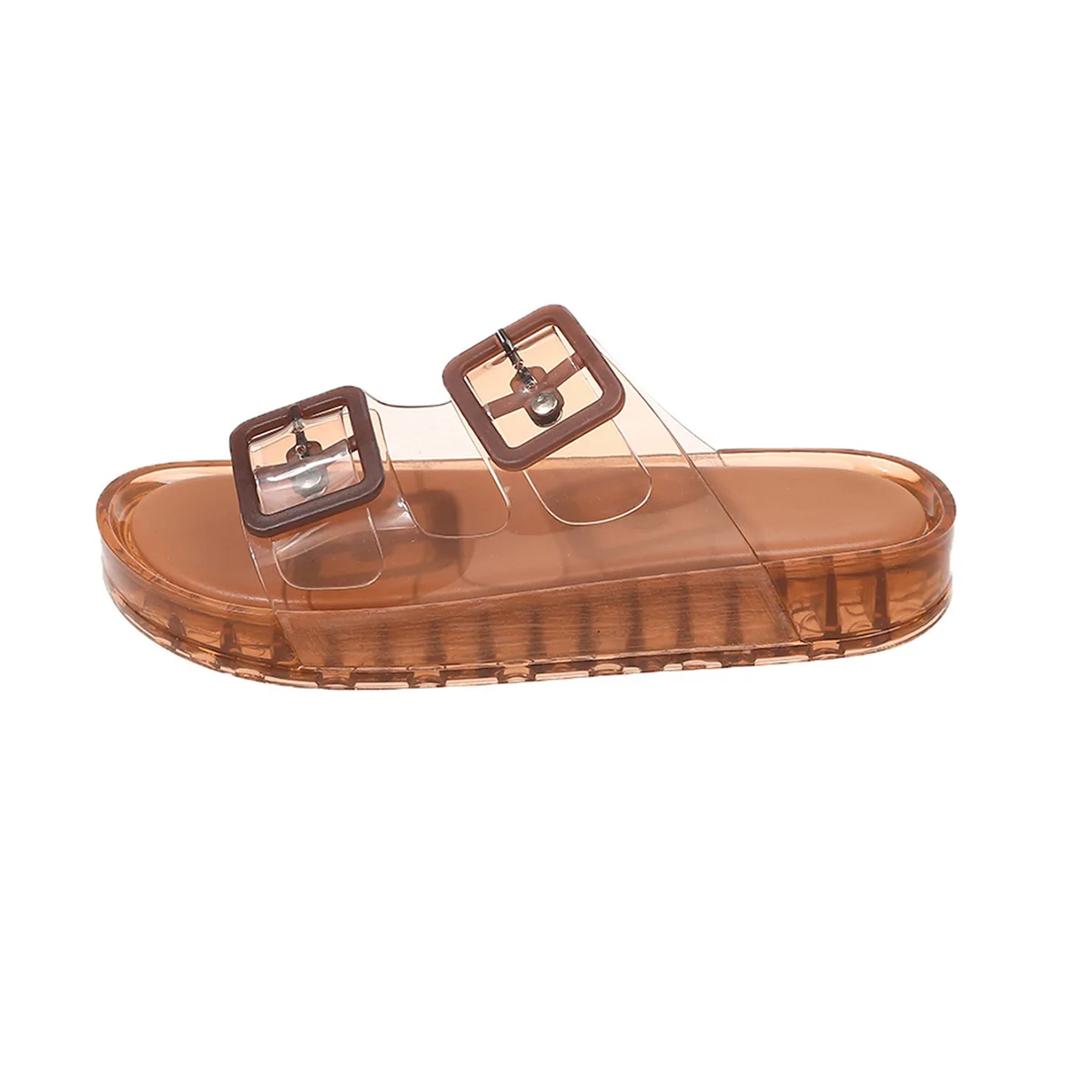 2026 Neue Damen-Leoparden-Jelly-Sandalen mit Doppelschnalle, Dicker Sohle, Rutschfest, Atmungsaktiv, für Outdoor und Strand, Modische Slides – Detail 3