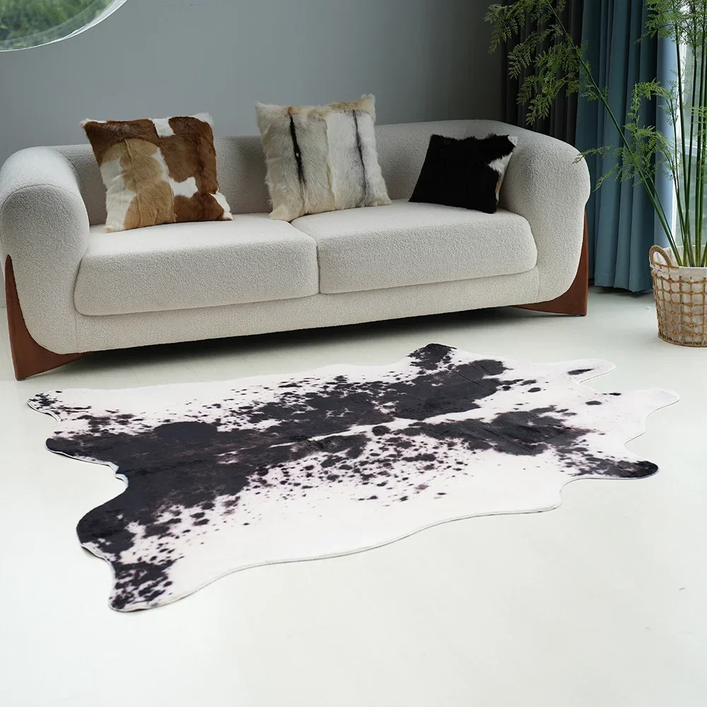 Factory  Cow Print Area Rug with Faux Suede No-Slip Backing