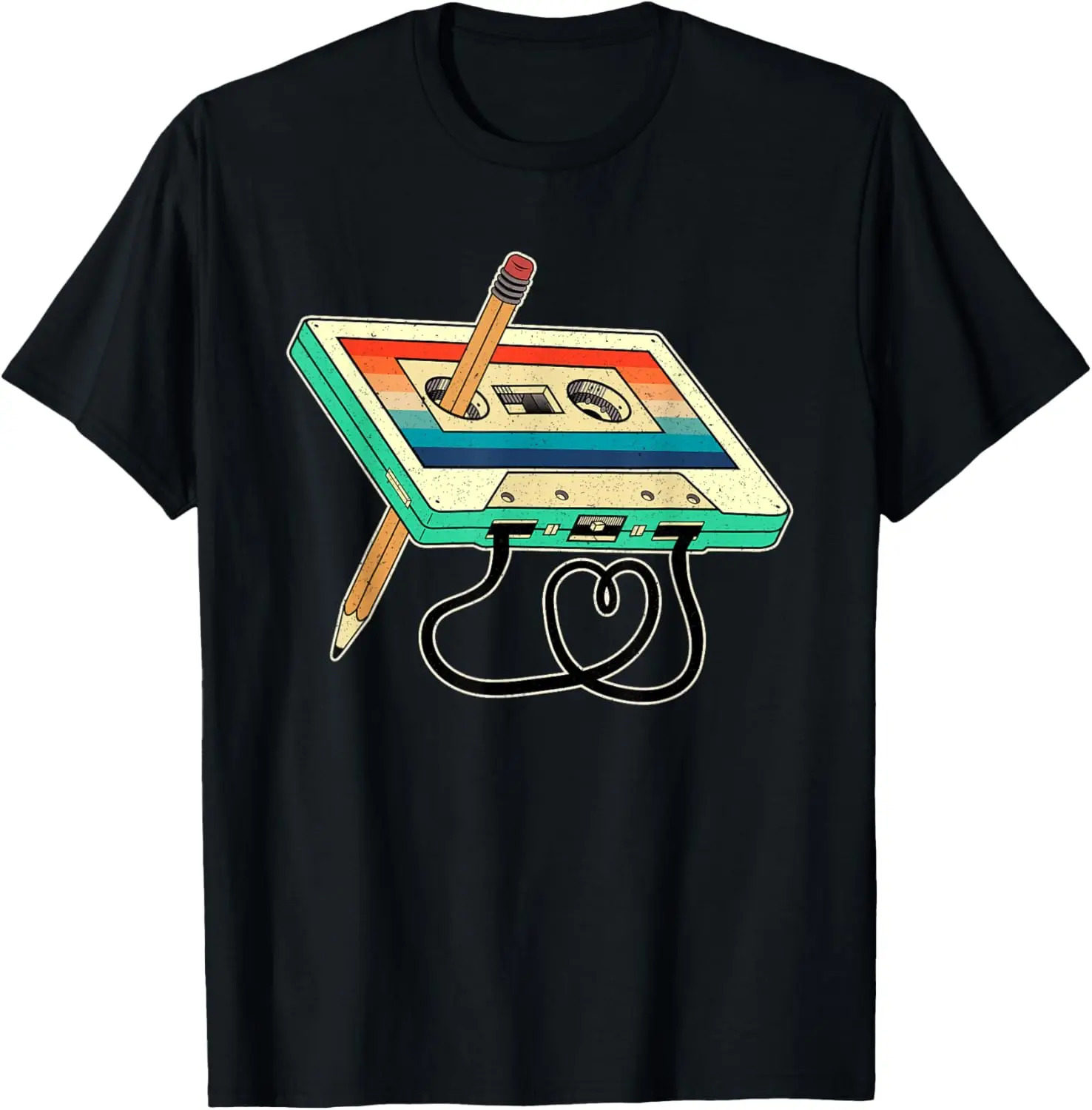 80s Cassette Tape Pencil 1980s Retro Vintage Throwback Music T-Shirt