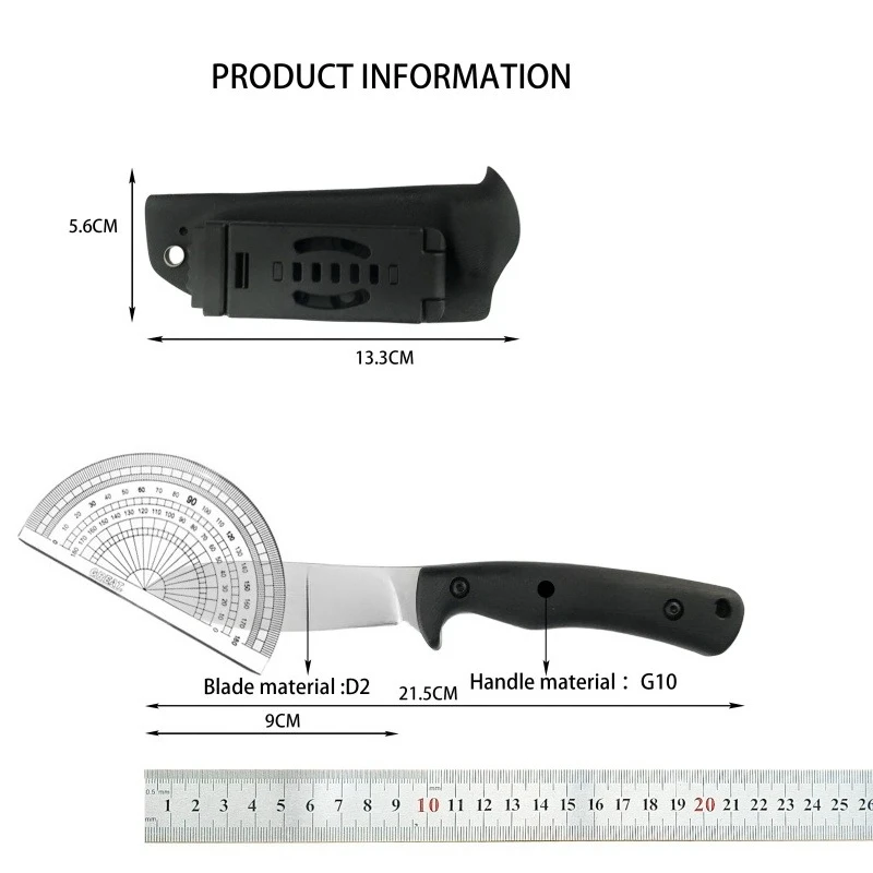 AGK متعددة الأغراض مغمد شفرة مستقيمة سكين D2 شفرة G10 مقبض المحمولة تسلق الجبال سكين الصيادين أداة هدية للرجال