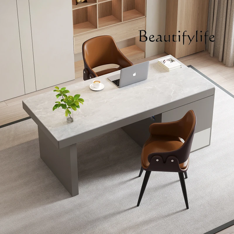 

Modern simple lifting office tea table desk integrated dual-purpose light luxury small rock slab kung fu tea table