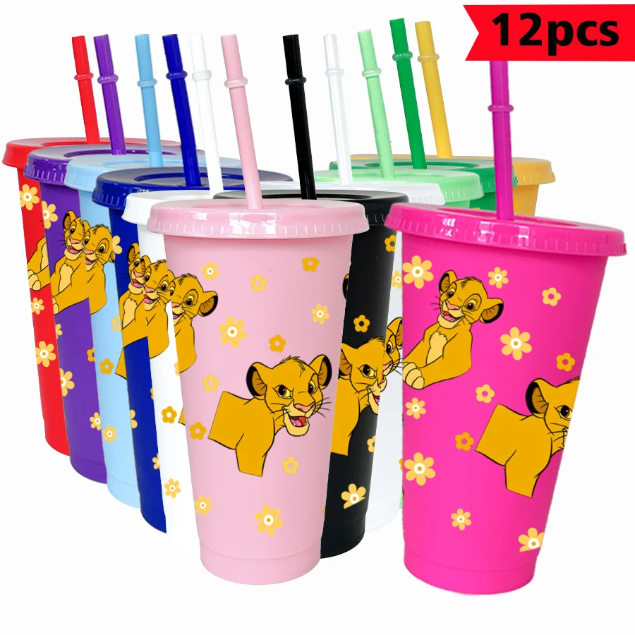 

12PCS/pack Disney, Lion, Flower 26oz multi-color plastic water cup party drink set birthday/back to school gift