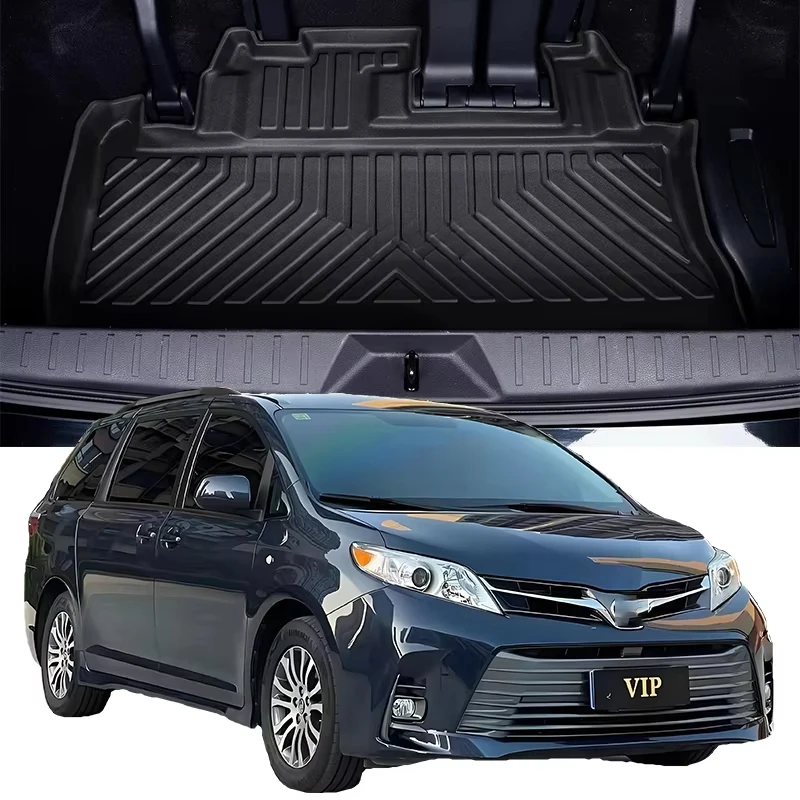 Upgrade TPE Car Rear Trunk Mats Storage Pads Cargo Tray Dustproof Waterproof Protecion Cushion For Toyota Sienna 2011-2024